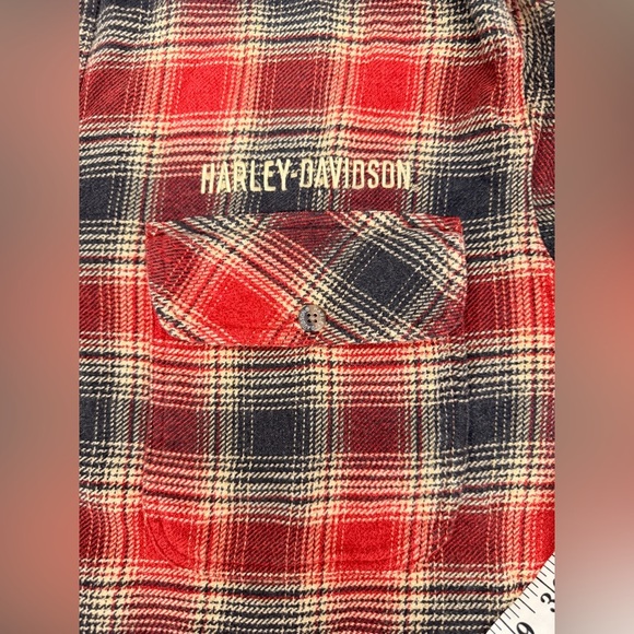 Vintage Harley Davidson Flannel Button Down Long Sleeve Red Size 3XL - Picture 4 of 6
